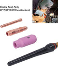 Solid Tig Welding Accessories Kit With Ceramic Nozzle Electrode Collet And Back Connector Perfect Swap For 17 18 26 Series Machines, TIG torch parts and accessories.