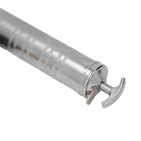 Close-up of the metallic nozzle of Beefy 8500 PSI Electric Grease Gun With Battery Powered Automatic Lubrication