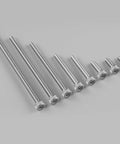 Top Shelf M3 X 30mm Hex Socket Head Cap Screws Crafted From Ridiculously Tough 304 Stainless Steel 18 8 With Full Threads Bright Finish Pack Of 120 showing various lengths.