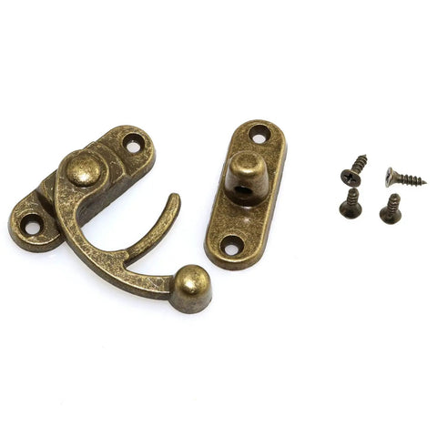 Bronze Mini Swing Arm Clasp Set For Suitcases, Jewelry Boxes, And Toolboxes, Vintage Toggle Hasp Hook with screws, 42x37mm, zinc alloy