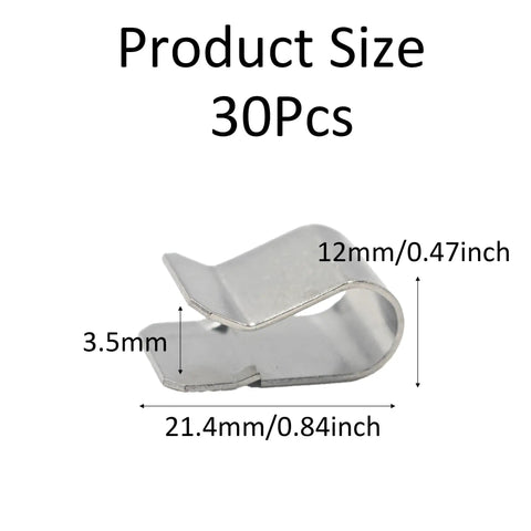 30Pcs Stainless Steel Spring U Clips 304 Rust Resistant Built Tough Heavy Duty Fasteners 21.4mm x 12mm x 3.5mm silver