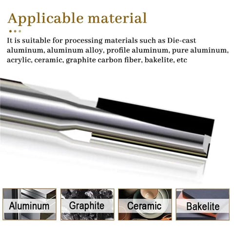 PCD Diamond Milling Cutter Set 4mm 6mm 8mm 10mm 12mm Straight Bit for Graphite Silicon Carbide and Aluminum used on aluminum and ceramic.