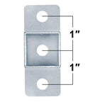 Eight Pack 1 Inch Square Post Flange Base Heavy Duty Steel Bracket For Deck Railing And Fence Mounts offers a close-up view of the zinc-coated steel mount design.