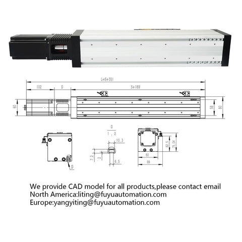 Heavy Load Linear Guide Rail With Ball Screw CNC Stage Actuator Enclosed Housing 100mm Stroke diagram and specifications