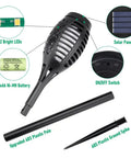 Outdoor Solar Torch Lights With Flickering Flame Effect For Patio Garden Pathway Decor Waterproof Yard Lighting For Safe Ambience Totally Easy No Wiring Setup Durable Garden Lanterns For Nighttime Outdoor Use components view showing LEDs, solar panel, battery, and parts