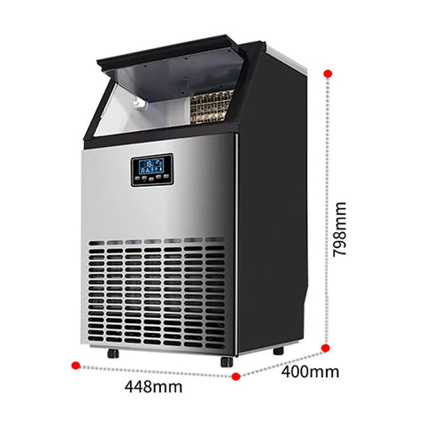 No Fuss Countertop Ice Maker Machine With Fast Freezing Self Cleaning Build And Ultra Quiet Operation For Bars Restaurants Homes Or Offices, sleek silver design, compact size, user-friendly interface.