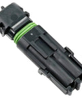 Kick Your Wiring Game Up With This Cool 10-Pack Weather Pack Series Kit Featuring Tough 2 Pin Male And Female Terminals That Handle 20 Amps For 10 To 12 Ga Wire Plus Extra Sealers And Housing Shrouds So You Can Fix Any Electrical Mess Fast. black 2-pin Weather Pack connector housing with green seal