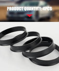 Dead Silent 4 Piece Hub Centric Rings Adapter Kit OD 73 1 MM To ID 60 1 MM Plastic Wheel Centering Collars, 4 sturdy black polymer collars.