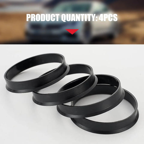 Dead Silent 4 Piece Hub Centric Rings Adapter Kit OD 73 1 MM To ID 60 1 MM Plastic Wheel Centering Collars, 4 sturdy black polymer collars.