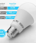 A19 LED Light Bulbs 6 Pack 14W 100W Equivalent 1600 Lumens Daylight 5000K Non Dimmable E26 Base UL Listed Energy Saving Bulb