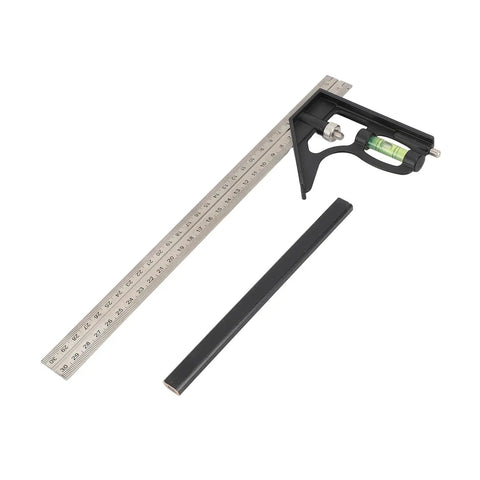 12 Inch Heavy Duty All In One Combo Square With Degree Markings Scriber And Level Spring Loaded Bolt For Carpentry Woodworking And Metalworking