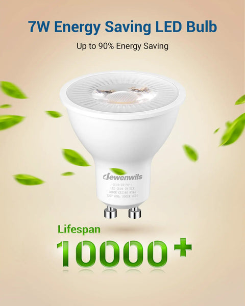 Gu10 Dimmable LED Bulbs 7W 500 Lumens 3000K Warm White Replacement for Track Lighting Kitchen with 10000 Hours Life