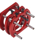 Heavy Duty Router Table Insert Plate With Smooth Manual Lift System For Precision Woodworking DIY Jobs Easy Setup Desktop Router Base Red aluminum with steel shafts for stability.