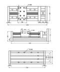 Technical diagram of Beefed Up Heavy Duty Linear Bearing Rail Kit with SFU1204 300mm ball screw showing detailed measurements