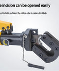 Heavy Duty Hydraulic Cable Cutter For Rough Jobs With 30mm Cutting Capacity showing incision and adjustable blade