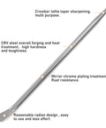 32 Inch Aligning Pry Bar With Non Slip Handle For Prying And Alignment Round Crowbar Sleever Bar Chrome Vanadium Steel 0.64 Inch Rod Diameter And 1 Inch Flat Width Heavy Duty Long Reach with chrome plating and tapered tip