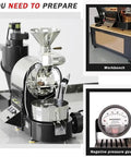 Big Batch Electric Coffee Roaster With Digital Timer And Non Stick Drum For Home Or Commercial Use to craft barista grade beans, showcasing detailed machinery.