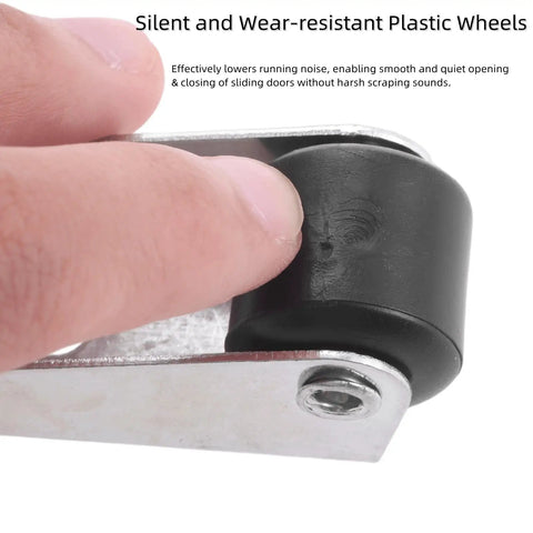 Heavy Duty Vertical Track Roller Wheels For Sliding Door Sagging Support Rock Solid Carbon Steel Build with wear-resistant plastic wheels.