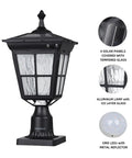 Outdoor Dusk To Dawn Solar Post Light For Garden And Yard Poles Cast Aluminum Waterproof LED Pillar Lamp With Glass Lens