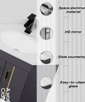 Premium Super Slick 55 Cm White Ceramic Wall Mount Vessel Sink Corner Basin Rack with black faucet and slate countertop.
