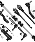 Front Suspension Kit 9 Piece Beefed Up Heavy Duty For Chevy Silverado 1500 4WD Tahoe Suburban Sierra 1500 4WD Inner Outer Tie Rod Ends Sway Bar Links Idler Pitman Arm Replacement 1999 2006 with black steel steering parts