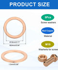 9 Piece Copper Washer Kit With M18 Copper Washers Sealing Rings And Crush Washers 18Mm ID 24Mm OD One Point Five Mm Thick diagram