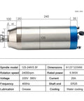 Premium Badass Water Cooled CNC Spindle Motor 5.5KW 24000RPM ER25 Ceramic Bearing 125mm body dimensions and specifications.