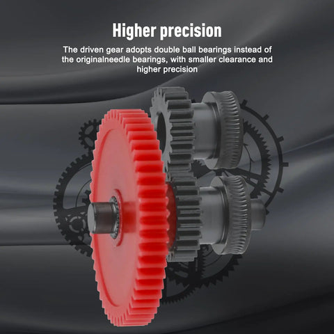 Dual Nano Coated Hardened Steel Extruder Gear Upgrade Kit For Neptune 4 By 4 Pro with red helical gears and ball bearings