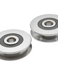 Beefy 2Pcs Stainless Steel Deep U Groove Pulley 8mm Inner Dia Wheel Bearings Wire Rope Pulley Bearing Steel Cable Pulley Load Bearing 431Kg For Industry Equipment, two pulleys