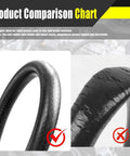 Comparison of flexible rubber Inner 5/8 Inch Heater Hose, 6 Feet Long, Black With Safety Stripe versus cracked alternative
