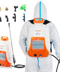Battery Powered Backpack Sprayer With 90 PSI Adjustable Pressure 4 Gallon Tank Includes 8 Nozzles And 2 Wands