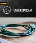 Green electrical cord with 3/4 Inch Vinyl Electrical Tape For Splices And Wire Repairs wrapped, flame retardant feature shown.