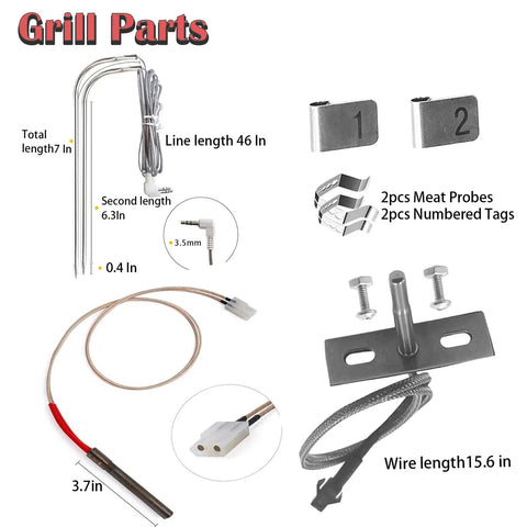 Digital With LCD Display Thermostat Kit For Pellet Grill Smoker Austin XL Replacement Parts with probes and ignition hot rod
