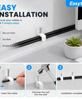 Durable Nail In Cable Clips Set of 100 for 8mm Cords and RJ45 Cat5 to Cat7 Ethernet Cables Flat Wall Mount Clips for Coax Speaker Wire and Cords Easy Install With Hardened Nails and Stable Plastic, white nail-in clip on wall holding black cable