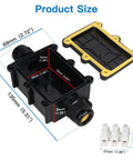 Two Pack Waterproof IP68 Outdoor Junction Box 2 Way Enclosure For Underground Lines Coaxial Cable Connector with dimensions shown