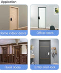 Keyless Entry Smart Deadbolt With Phone App Control And Biometric Fingerprint Entry on various door types: home, office, hotel, entry.