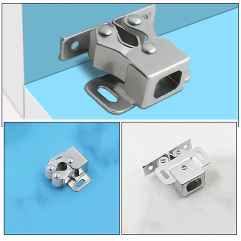 15 Piece Stainless Steel Cabinet Door Latches With Double Ball Catch And Robust Spring Latch Heavy Duty Silver Roller Catch