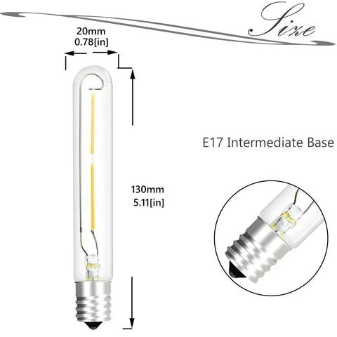 2W LED T6.5 E17 Exit Sign Clear Bulb Daylight 6000K For Refrigerator Freezer Replaces 20W Incandescent Energy Saving Eighty Percent