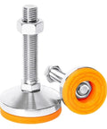 Hardcore Adjustable Leveling Feet M8 M10 M12 Threaded Carbon Steel Machine Legs close-up with rubber base for stability.
