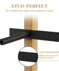 Close-up of Heavy Duty Floating Shelf Brackets With Reusable All Metal Jigs For Pros And DIYers installed on wood stud