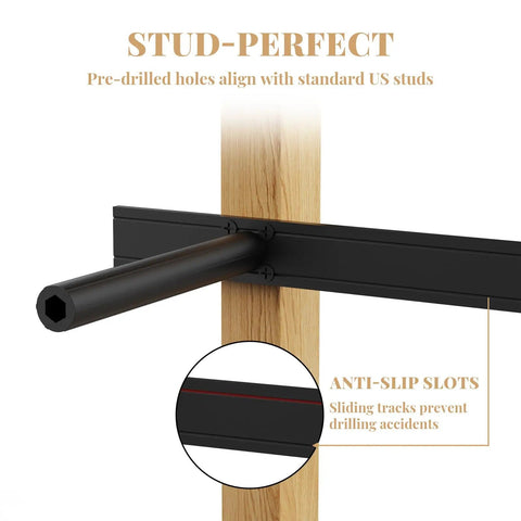 Close-up of Heavy Duty Floating Shelf Brackets With Reusable All Metal Jigs For Pros And DIYers installed on wood stud