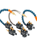 Top Shelf Pneumatic Lathe Cooling Sprayer Built For Hardcore Shop Floor Machining Operations Featuring Bombproof Durability And Swappable 300Mm Plus 400Mm Blue Nozzles To Keep Your Coolant Flowing Smooth Daily with blue hoses and valves.