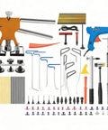 Beast 91-Piece Paintless Dent Repair Kit with puller tabs, dent lifter, glue gun, rods, and bridge for auto body repair