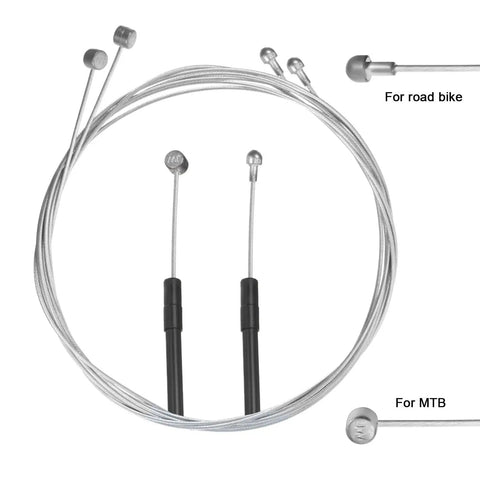 All In One Bike Brake Cable Housing Kit For Road And Mountain Bikes With 5Mm Brake Line 2.5M shown with black and silver cables
