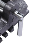 Close-up view of Heavy Duty Cross Slide Drill Press Vise 5 Inch X Y Machine Vice, showcasing durable cast iron body and precision mechanism.