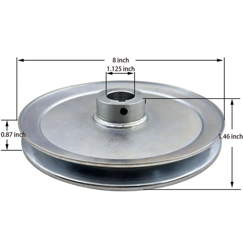8 Inch V Belt Pulley With One And An Eighth Inch Bore, One Groove, 8 Inch Outside Diameter, For 5L 4L A B Belts, Carbon Steel Zinc Plated Drive Pulley, Durable Motor Pulley With Standard Keyseat And Included Screws And Wrench