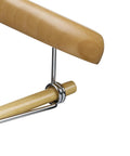 Close-up of Natural Wooden Suit Hangers With Non Slip Bar And 360 Degree Swivel Hook For Men Heavy Duty Coat Hangers Smooth Finish