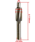 Rannb M5 countersink end mill bit, HSS, silver metal, front view.