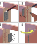 Illustration showing installation of Stainless Steel 4 Inch Door Hinges Set with step-by-step screw placement and alignment guide.