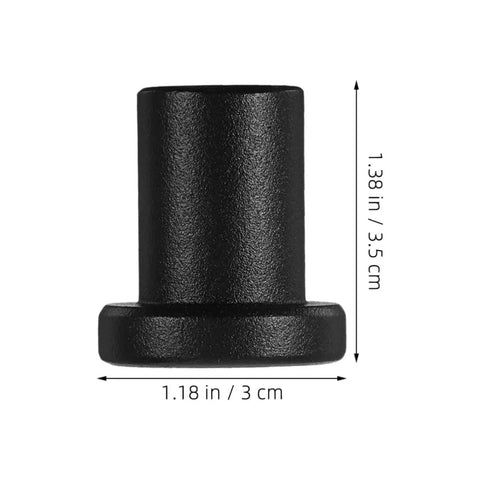 Single piece of Three Piece Barn Door Track Spacers Kit In Carbon Steel with dimensions shown, black finish, side view
